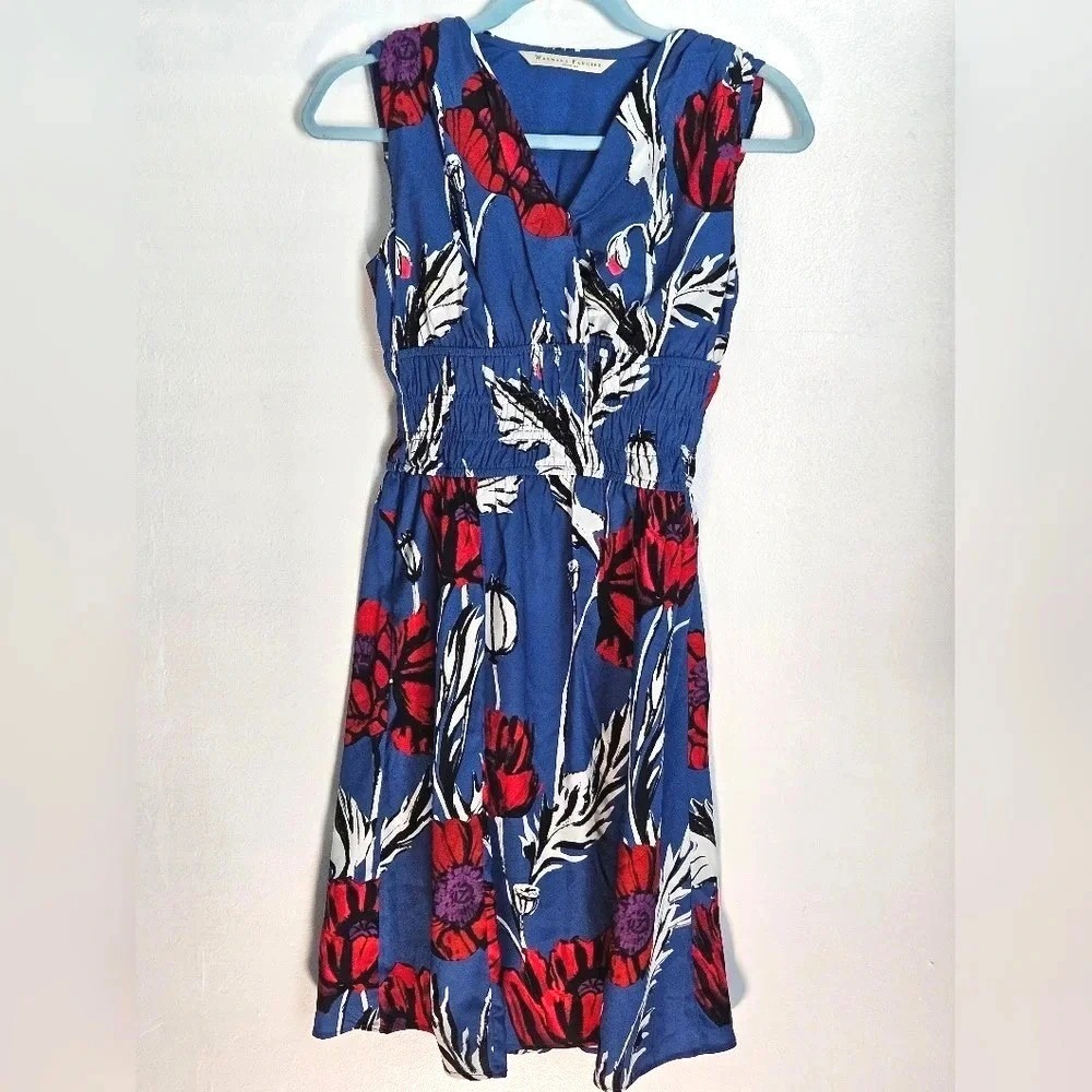 Wayward Fancies by eshakti blue floral smocked waist mini dress size xs‎ 2